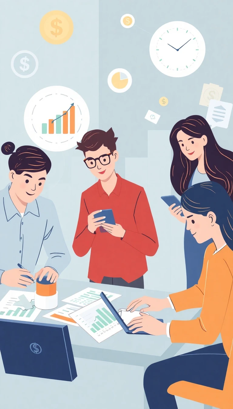Imagem ilustrativa: Pessoas trabalhando em finanças com tecnologia